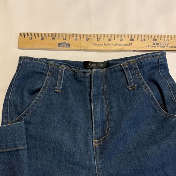 Black Label size 3/waist 27 high waist bellbottom jeans.  Faux back pockets - Picture 4 of 8